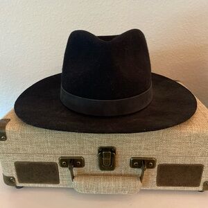 Janessa Leone Black Fedora Hat Classic Accessories